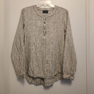 B.L.E.U. Striped Linen Blend Top Size XL